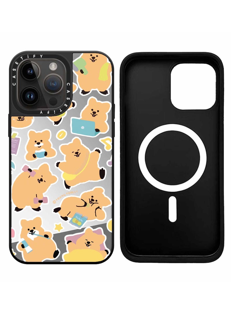 Casetify For iPhone 15 Pro Max Case Korean Little Brown Bear Magnetic Adsorption Phone Cover - Mirror Face - Image 2