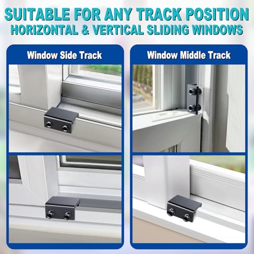 STERGDE Sliding Window Locks (6 Sets), Security Window Locks with Keys, Adjustable Aluminum Sliding Window Stops, Easy Installation Without Drilling, for Vertical and Horizontal Sliding Windows (Black) - Image 3