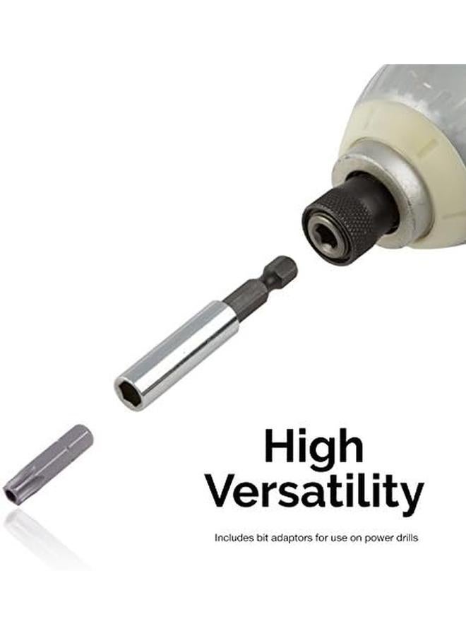 10048A Security Bit Set 100 Piece Set Cr V Steel 1 4 Inch Adapters Phillips Slotted Hex Torx Star Tamperproof Pozi Square Spanner Torque Tri Wing Clutch Spline Wing Nut Security Torx Bit Set - Image 4