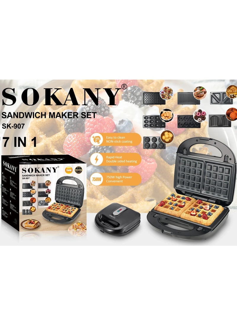sokany - Sokany 7 in 1 Electric Sandwich and Waffle Maker, with 7 versatile molds - Image 1