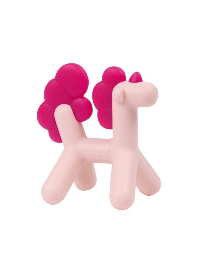 بون عضاضة أطفال من السيليكون على شكل يونيكورن من بون برانس - ألعاب أسنان آمنة للأطفال في غسالة الأطباق - تخفيف ألم التسنين للأطفال - منتجات أطفال مصنوعة بدون مادة BPA أو PVC - وردية - Image 1