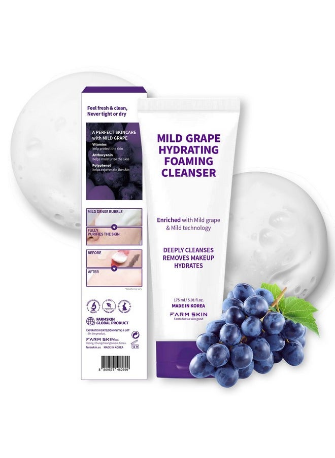FARMSKIN Freshfood For Skin Mild Greape Hydrating Foaming Cleanser (5.9Fl.Oz 175Ml) Forming Facial Cleanser/Makeup Remover Foaming Cleanser/Deep Cleansing/Nonirritating/Korean Skin Care  - Image 1