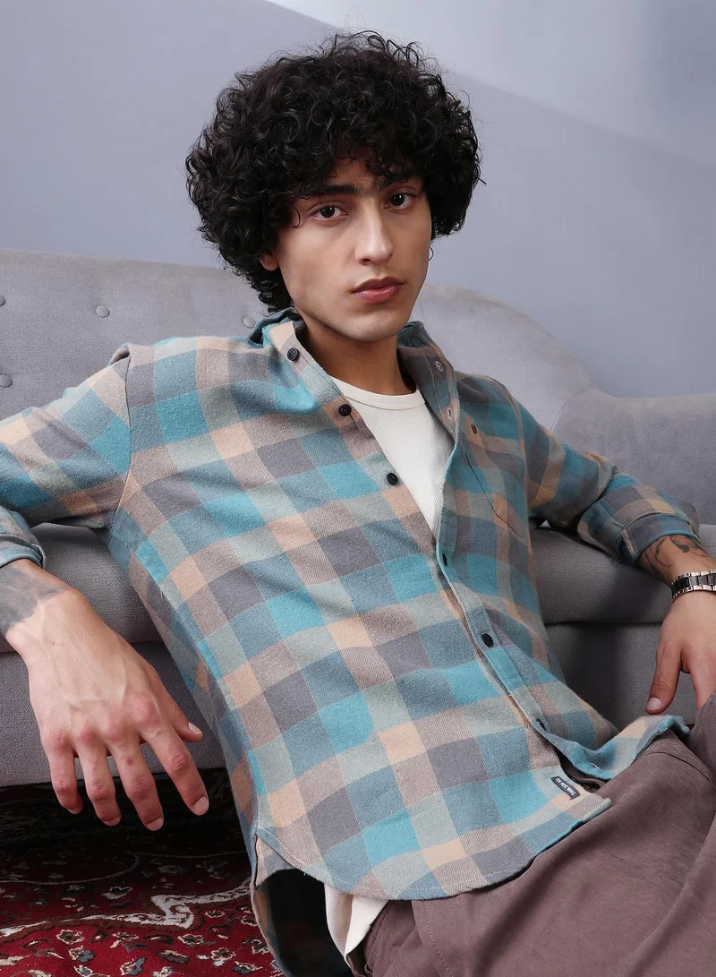 كامبوس سوترا قميص كامبس سوترا رجالي أزرق سماوي وبيج بوفالو كاجوال