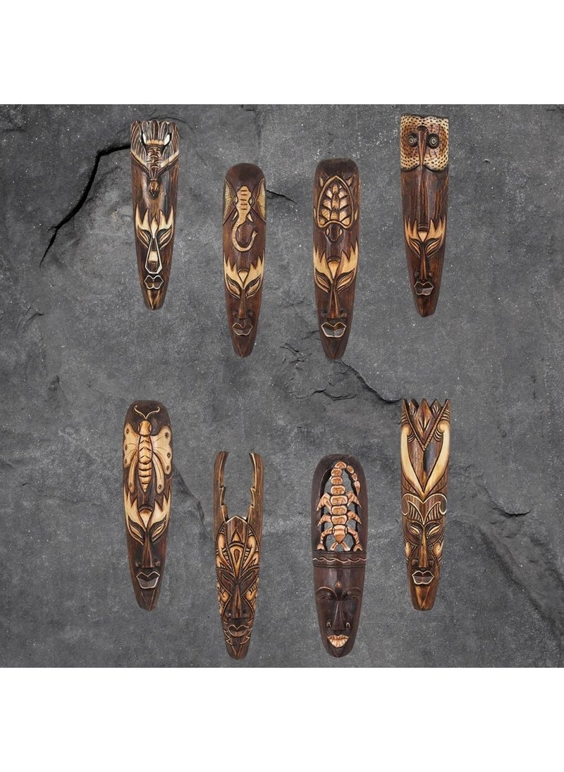 Dünyadan Hediyeler Gifts from the World Wooden Totem Aboriginal Tiki Mask 50 cm Handmade Wall Decor  - Image 3