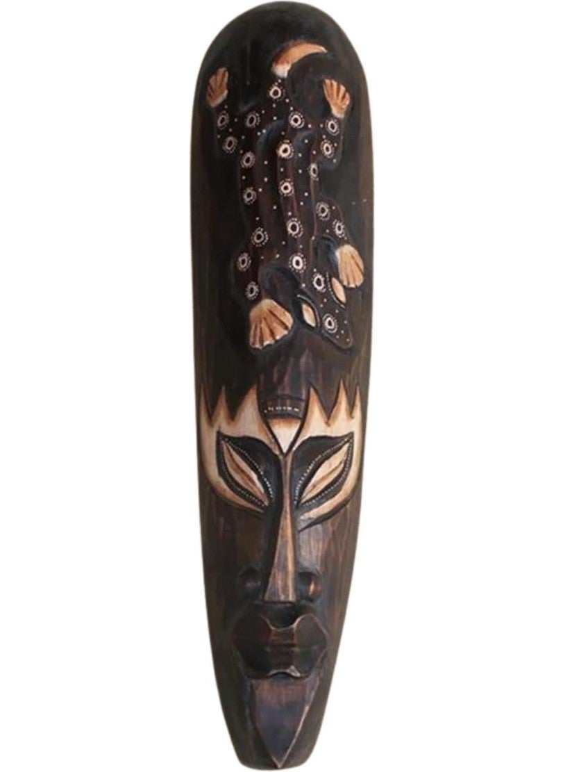 Dünyadan Hediyeler Gifts from the World Wooden Totem Aboriginal Tiki Mask 50 cm Handmade Wall Decor  - Image 4