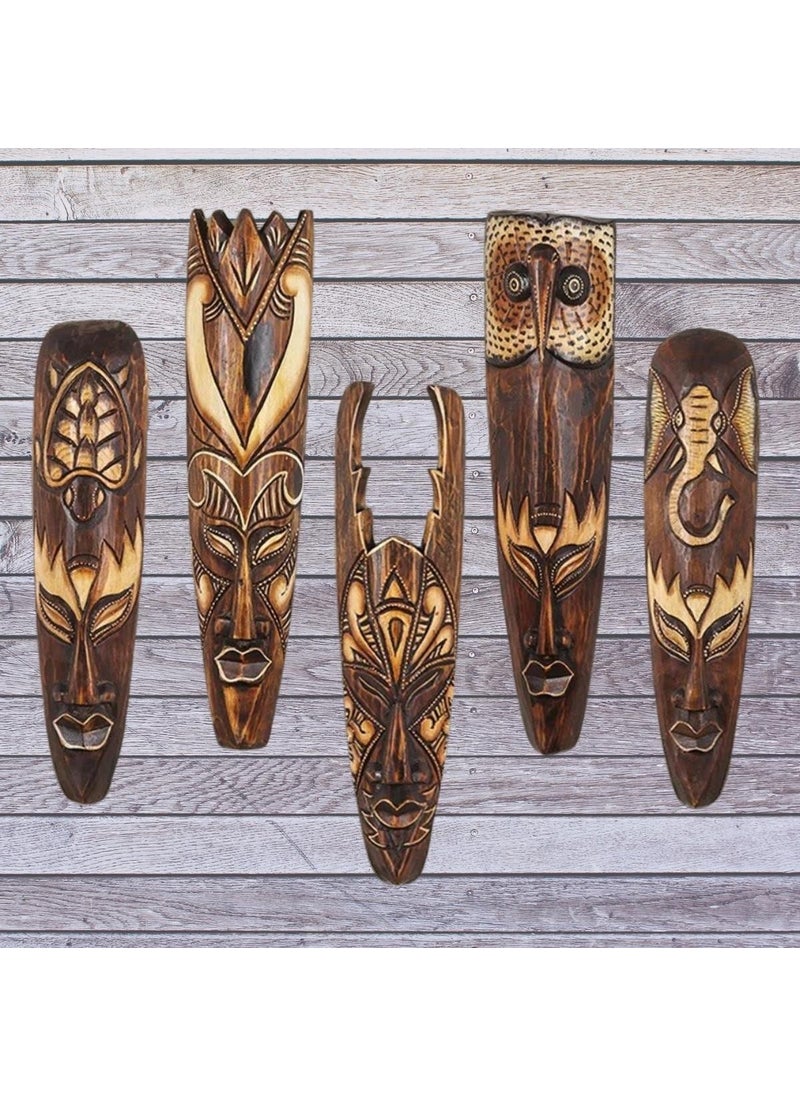 Dünyadan Hediyeler Gifts from the World Wooden Totem Aboriginal Tiki Mask 50 cm Handmade Wall Decor  - Image 2