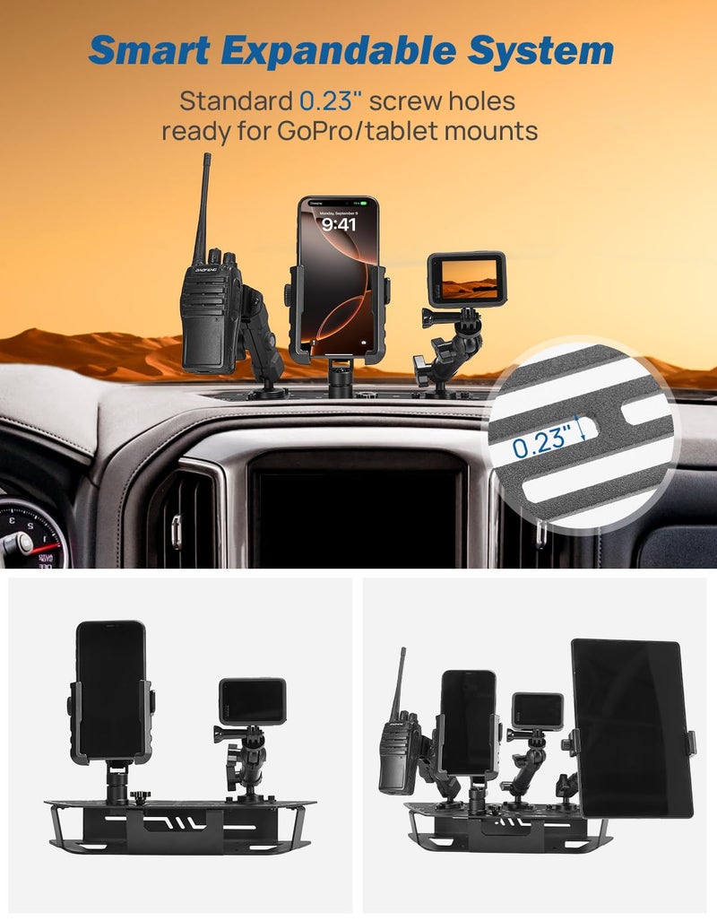 JOYTUTUS Metal Dash Platform Mount Phone Holder Compatible with 2019-2021 Silverado & Sierra | Custom Fit Phone Mount Expansion Platform| One-Hand Adjustable Clip - Image 3