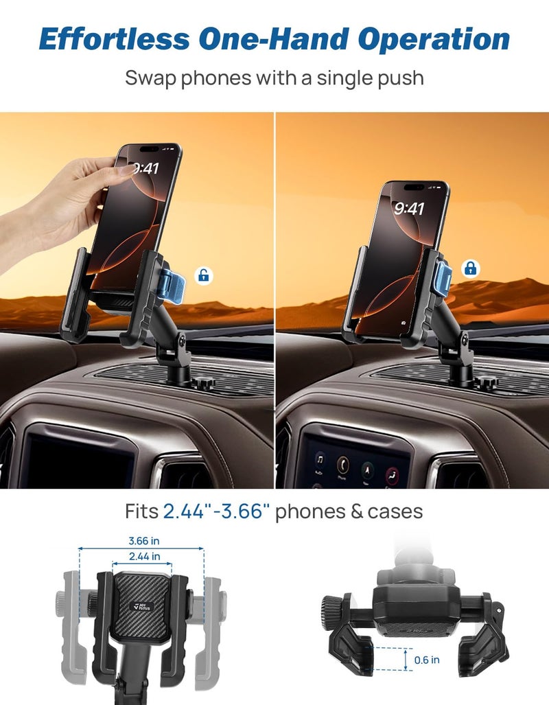 JOYTUTUS Metal Dash Platform Mount Phone Holder Compatible with 2019-2021 Silverado & Sierra | Custom Fit Phone Mount Expansion Platform| One-Hand Adjustable Clip - Image 4