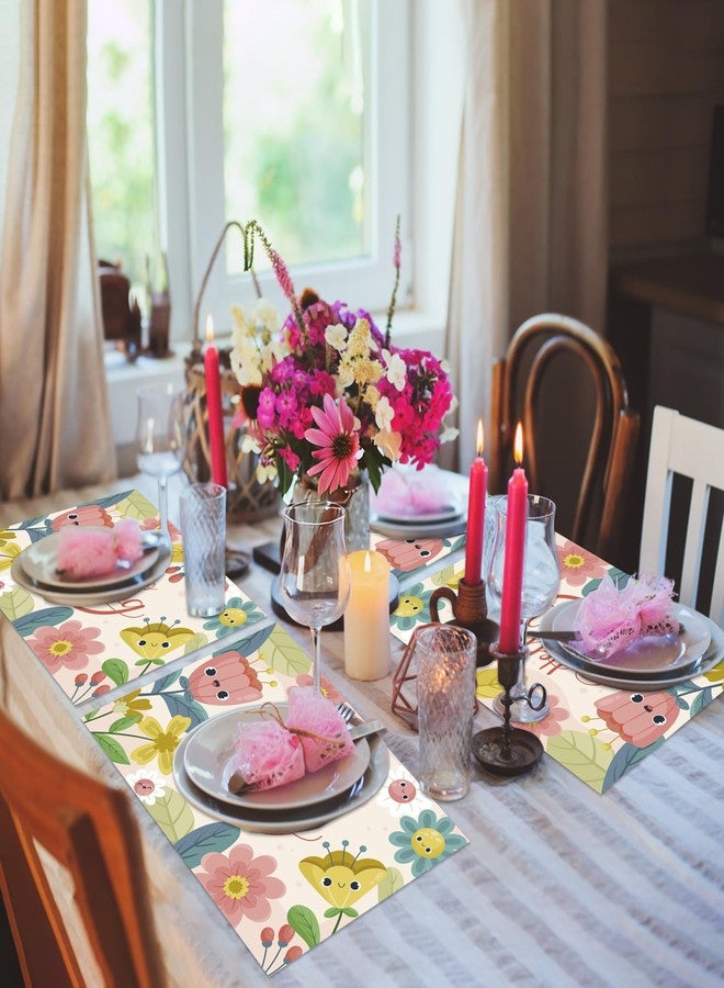 Lucleag 50 PCS Hello Spring Paper Place Mats, Cute Disposable Spring Flowers Placemats Decorative Floral Table Placemats for Springtime Easter Dinner Table Party Favors Decor, 13.8x9.8 in - Image 5
