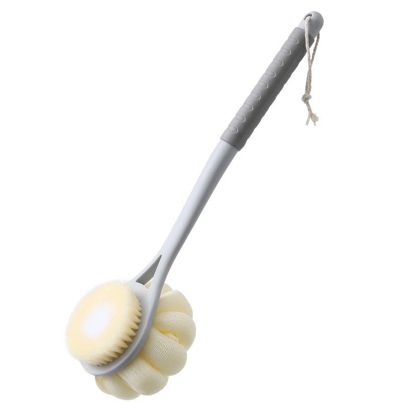 HONOMA Shower Body Brush,Soft Bristles and Beautiful Pumpkin Loofah 14â€ Long Handle Back Scrubber Bath Mesh Sponge for Skin Exfoliating Bath,Massage Bristles Suitable for Wet or Dry,Men and Women (Grey) - Image 1