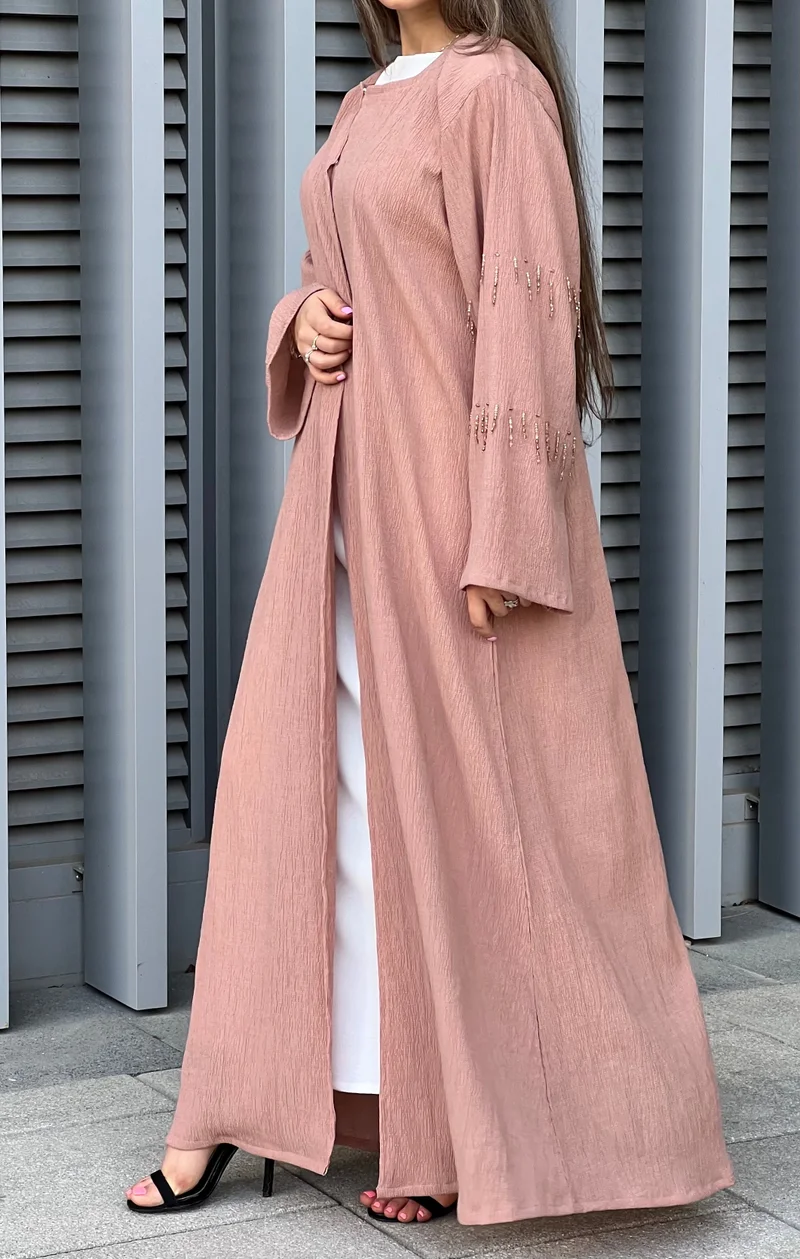 Moistreet  Embroidered Open Front Abaya for Women | Best Price UAE