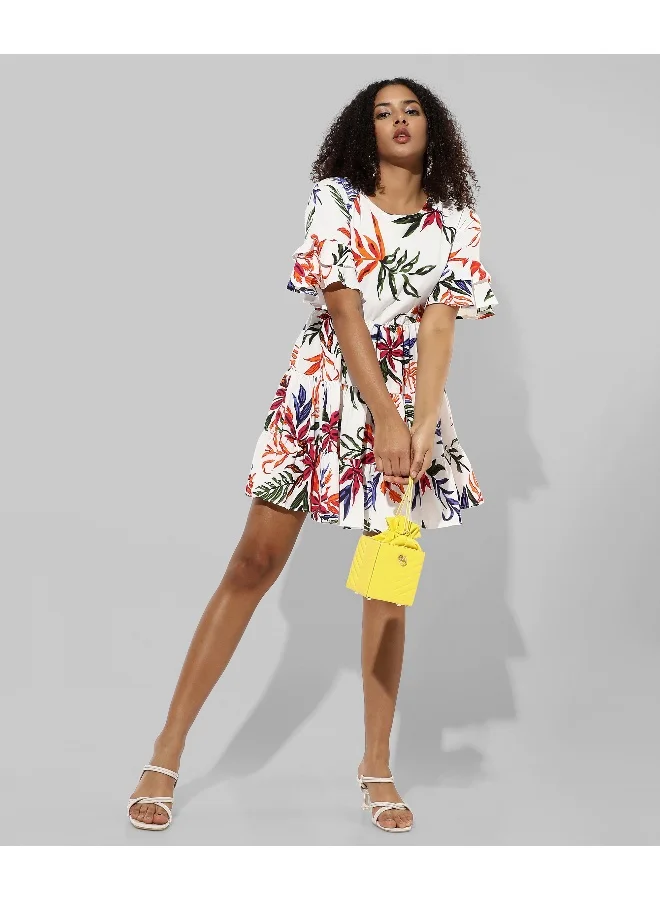 Campus Sutra Floral Ruffle Mini Dress