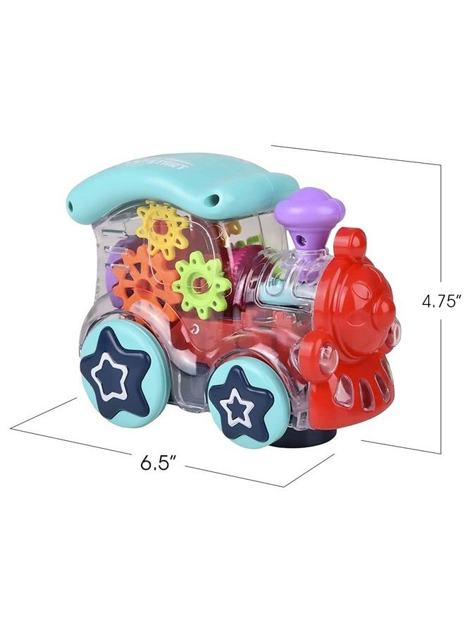 ArtCreativity قطار ألعاب شفاف مضيء للأطفال 1 قطعة سيارة لعبة تصطدم وتذهب مع تروس ملونة متحركة ومؤثرات موسيقية وضوئية لعبة تعليمية ممتعة للأطفال فكرة هدية رائعة لعيد الميلاد - Image 4