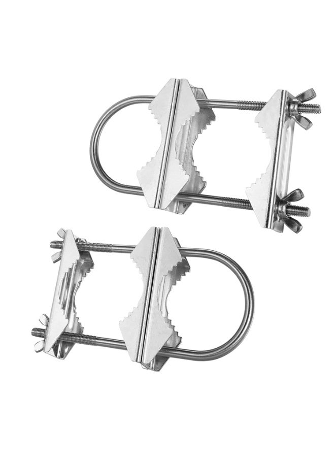 2Pcs Double Antenna Mast Clamp V Jaw Block With U Bolts, Heavy Duty Anti-Rust Mount Bracket Kit for TV, CB, Ham, Pipe, Flag Pole, Umbrella Parasols on Deck Railing, Fence - Image 1