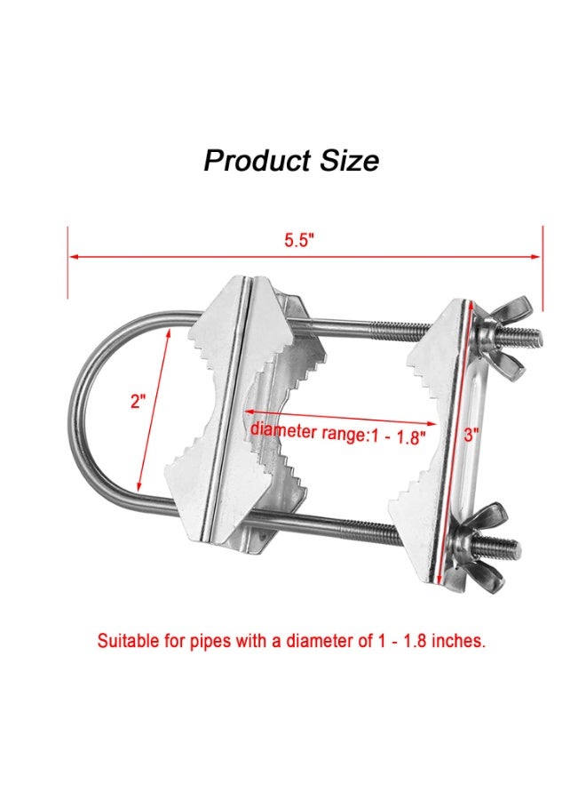 2Pcs Double Antenna Mast Clamp V Jaw Block With U Bolts, Heavy Duty Anti-Rust Mount Bracket Kit for TV, CB, Ham, Pipe, Flag Pole, Umbrella Parasols on Deck Railing, Fence - Image 2