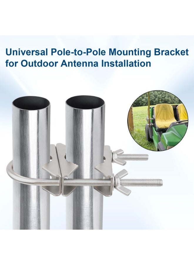 2Pcs Double Antenna Mast Clamp V Jaw Block With U Bolts, Heavy Duty Anti-Rust Mount Bracket Kit for TV, CB, Ham, Pipe, Flag Pole, Umbrella Parasols on Deck Railing, Fence - Image 5