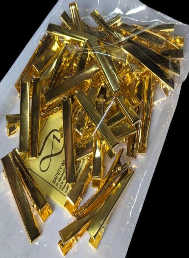 Delicate Flat Metal Single Prong Alligator DIY Barrette Bow Hair Clips GOLDEN Color Metal Hair Clips klip Pins (4.5 cm 100 pcs GOLDEN) - Image 1