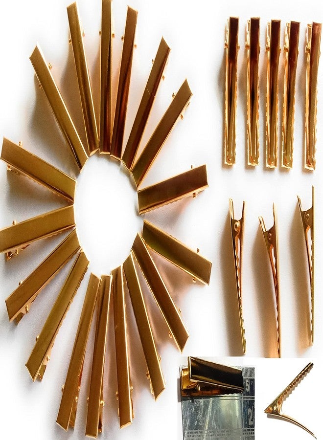 Delicate Flat Metal Single Prong Alligator DIY Barrette Bow Hair Clips GOLDEN Color Metal Hair Clips klip Pins (4.5 cm 100 pcs GOLDEN) - Image 3