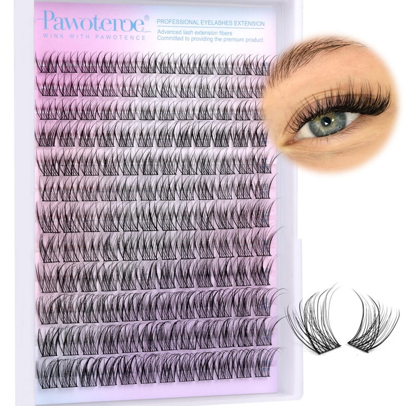 Pawotence Wispy Lash Clusters Natural Cluster Lashes Extension DIY Natural Eyelash Clusters Extension 10-16mm Individual Lashes False Eyelashes Wispy Soft Cluster Eyelash Extensions - Image 1