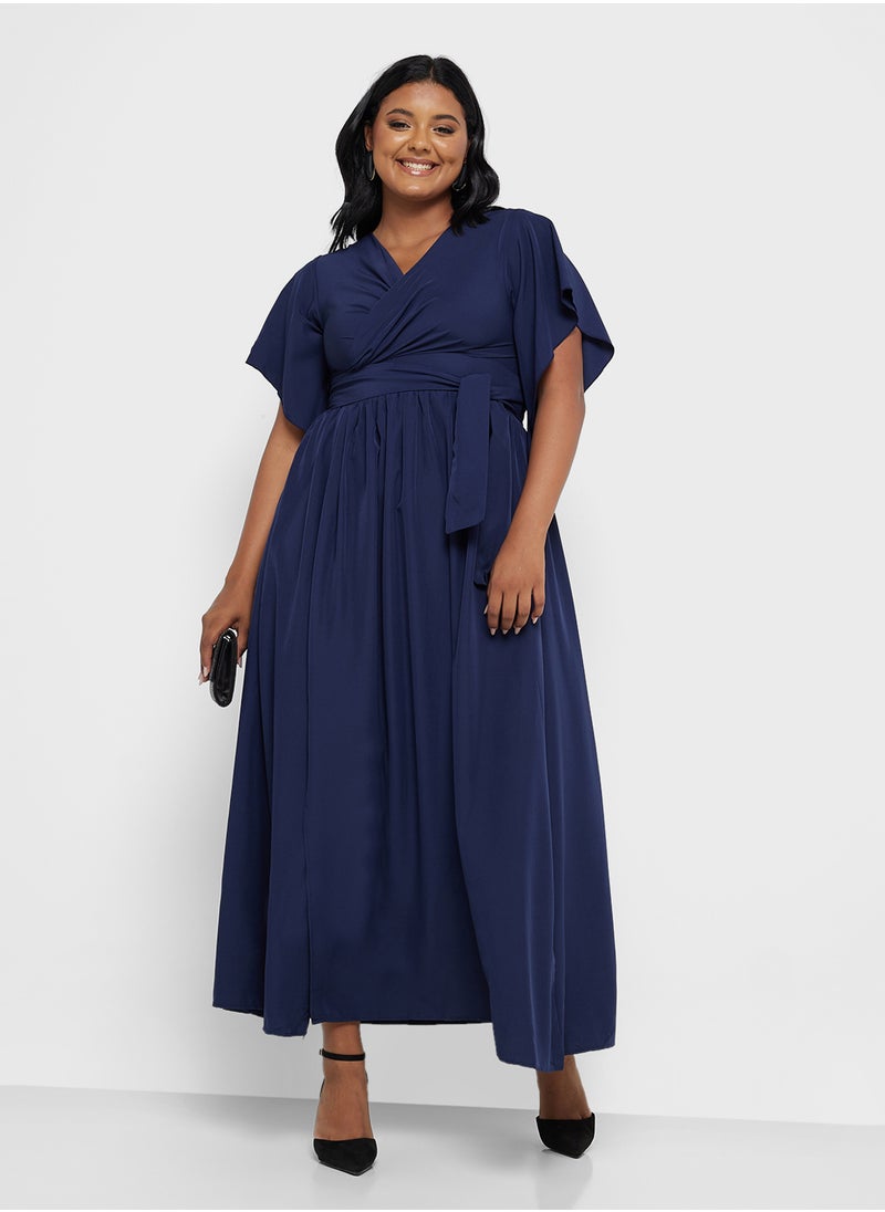 Ella Plus Flouncy Sleeve Wrap Dress  - Image 1