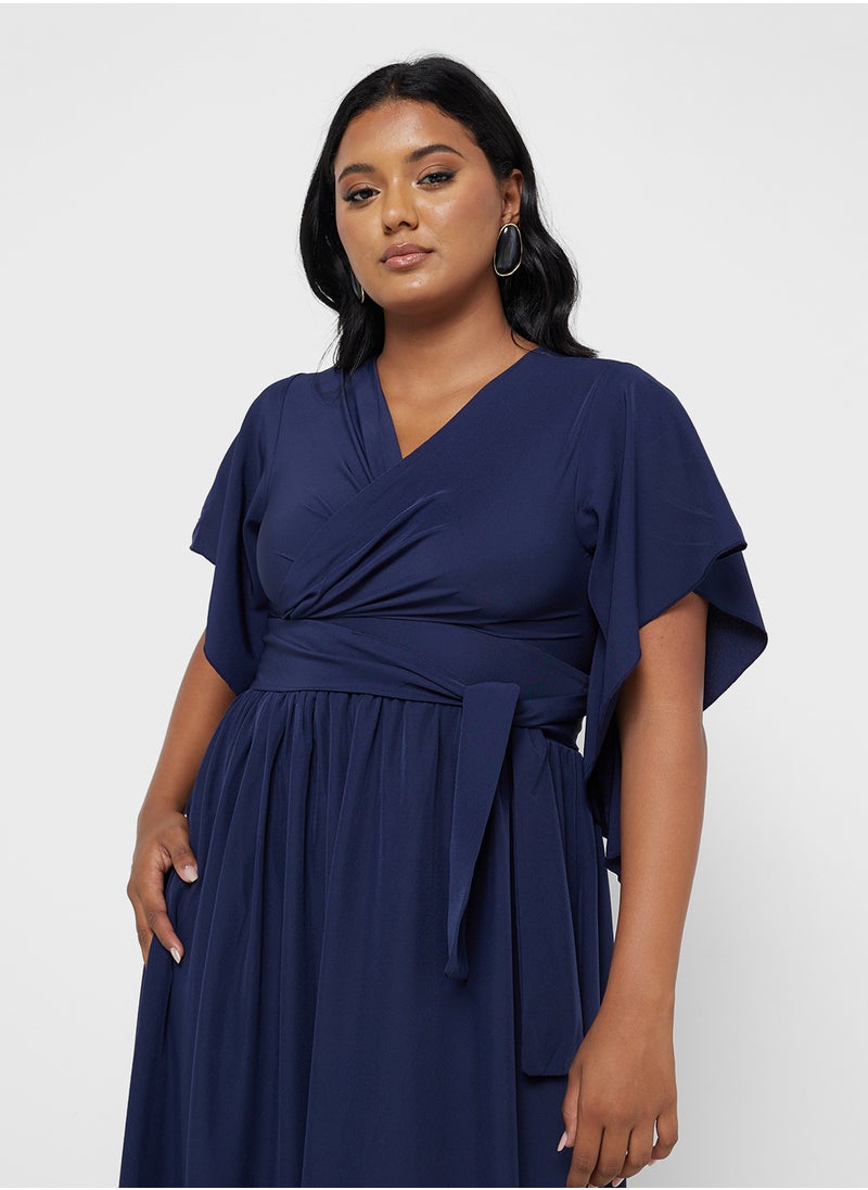 Ella Plus Flouncy Sleeve Wrap Dress  - Image 3