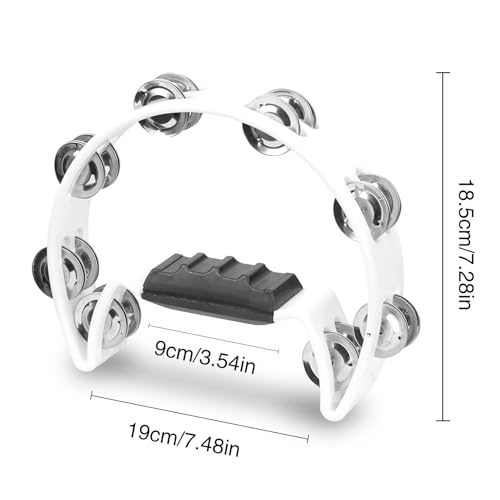 Soulmate Tambourine Metal Jingles Hand Held Percussion Half-Moon Single Row Tambourine for Kids Adult Musical Instrument Gift for KTV, Party, White for 3+ years old - Image 4