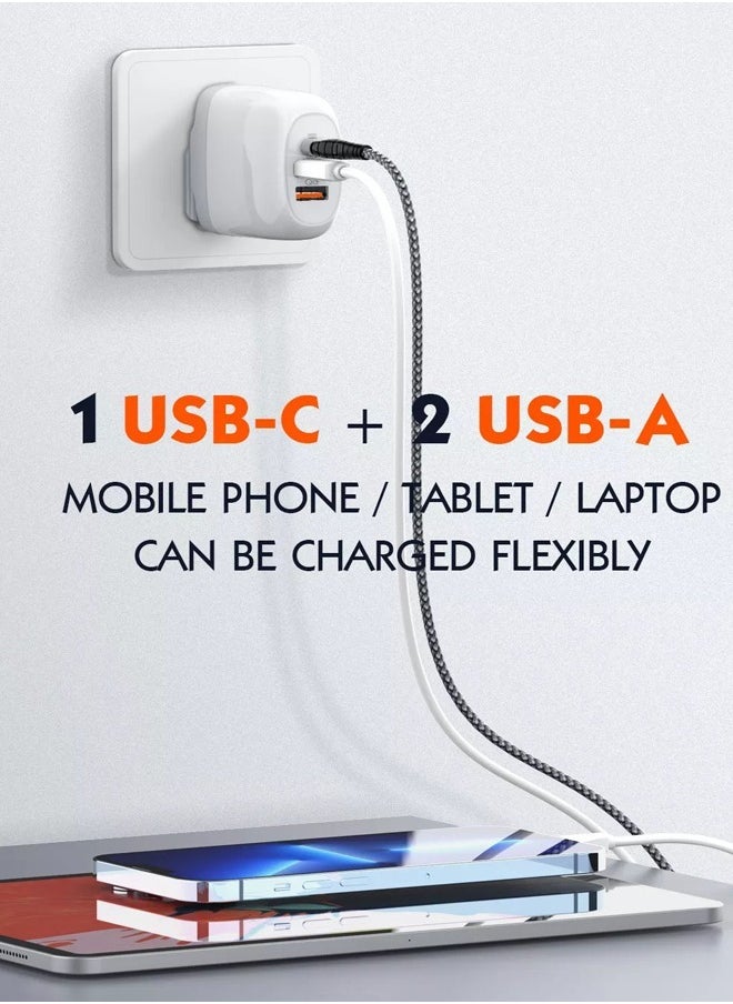 LDNIO 65W GaN USB C Charger 3-Port, PPS Compact Fast Charger with PD & QC3.0, Removable Wall Charger Power Adapter for MacBook Pro Air, iPad Pro Air, iPhone 14/13/12, Galaxy, Dell XPS Laptop etc  - Image 3