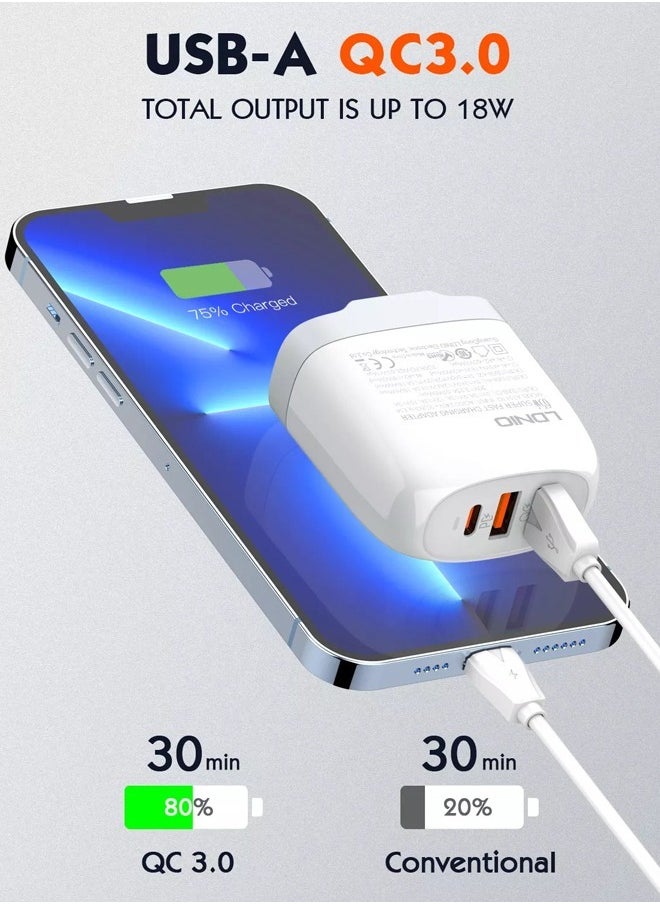 LDNIO 65W GaN USB C Charger 3-Port, PPS Compact Fast Charger with PD & QC3.0, Removable Wall Charger Power Adapter for MacBook Pro Air, iPad Pro Air, iPhone 14/13/12, Galaxy, Dell XPS Laptop etc  - Image 1