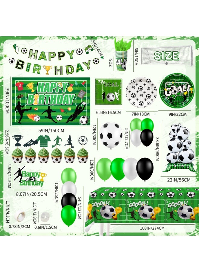 FRUITFUL PARTY 167Pcs Soccer Birthday Party Decorations for 10 Guests Include Soccer Party Tableware Balloons Plates Cups Cake Toppers etc Soccer Birthday Decorations Supplies - Image 2