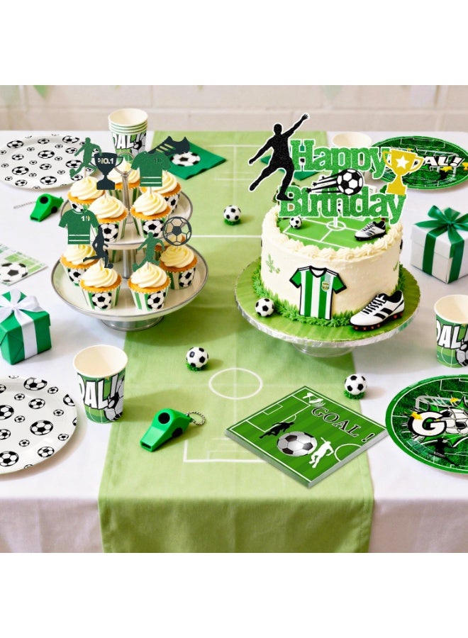 FRUITFUL PARTY 167Pcs Soccer Birthday Party Decorations for 10 Guests Include Soccer Party Tableware Balloons Plates Cups Cake Toppers etc Soccer Birthday Decorations Supplies - Image 4