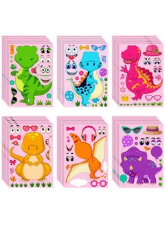 Zonon 36 Sheets Make A Dinosaur Stickers Dinosaur Party Favors Make Your Own Dinosaur Sticker Cute Make A Face Dinosaur Stickers For Kids Diy Project Dinosaur Theme Birthday Party Favor (Sweet Dinosaur)  - Image 2