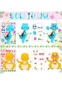 Zonon 36 Sheets Make A Dinosaur Stickers Dinosaur Party Favors Make Your Own Dinosaur Sticker Cute Make A Face Dinosaur Stickers For Kids Diy Project Dinosaur Theme Birthday Party Favor (Sweet Dinosaur)  - Image 4