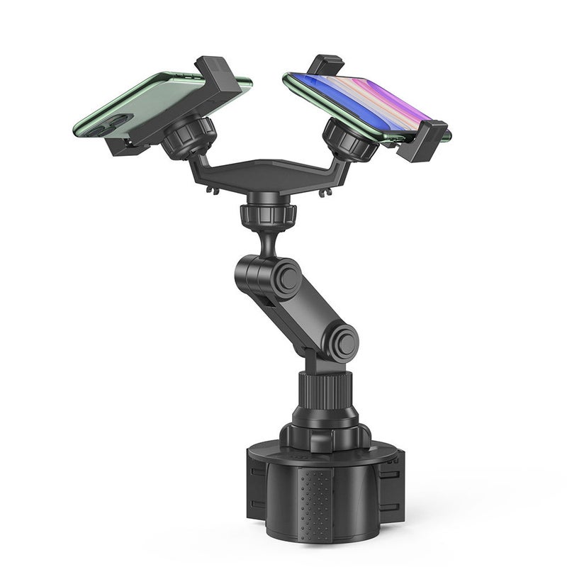 Car Water Cup Holder Rotating Mount With Dual Phone Clips, Universal Accessory For Passenger Seat - Image 3