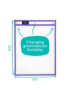 WallDeca Dry Erase Pocket Sleeves Assorted Colors 8.5 X 11 Plastic Paper Holder Pack Reusable Dry Erase Sleeves Paper Pocket Folders Plastic Plastic Sleeves For Clasroom 5 Colors (10Pack)  - Image 5