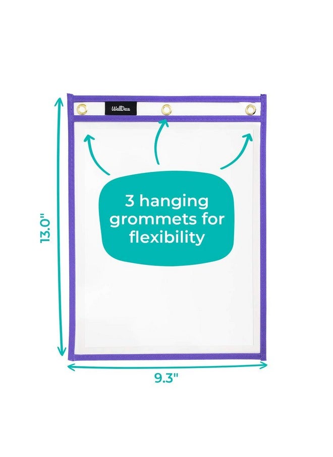 WallDeca Dry Erase Pocket Sleeves Assorted Colors 8.5 X 11 Plastic Paper Holder Pack Reusable Dry Erase Sleeves Paper Pocket Folders Plastic Plastic Sleeves For Clasroom 5 Colors (10Pack)  - Image 5