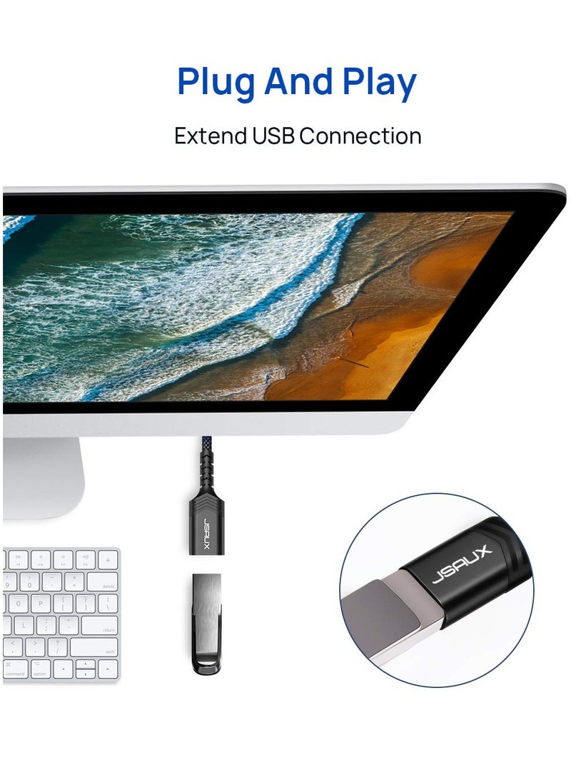 JSAUX - USB 3.0 Extension Cable CD0006 (2 Pack 6.6ft) USB A Extension Extender Cord High Data Transfer Compatible for USB Flash Drive, Keyboard, Printer, Xbox, Hard Drive and More-Black - Image 1