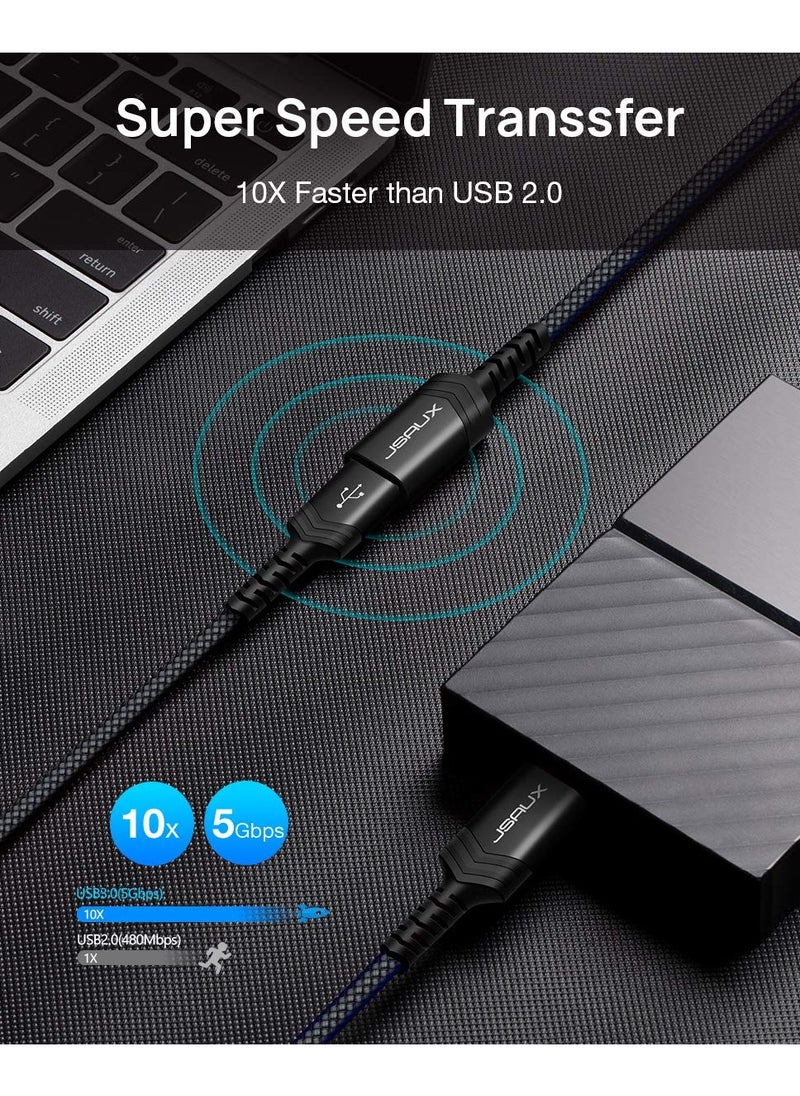 JSAUX - USB 3.0 Extension Cable CD0006 (2 Pack 6.6ft) USB A Extension Extender Cord High Data Transfer Compatible for USB Flash Drive, Keyboard, Printer, Xbox, Hard Drive and More-Black - Image 1