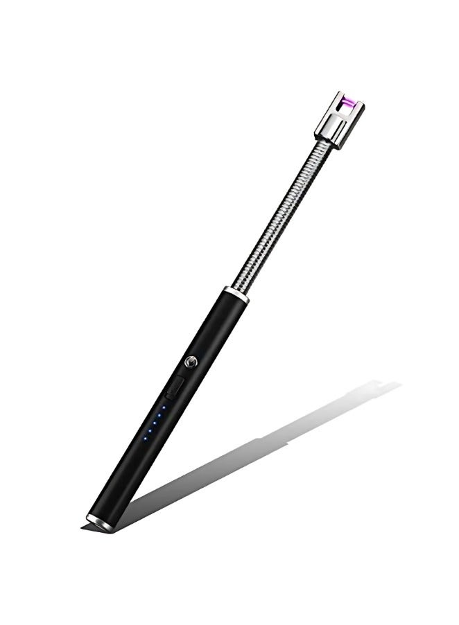 MEENORIO Arc Lighter, Flameless Electronic Lighter with LED Battery Indicator, Rechargeable USB Lighter, Wind & Weatherproof Lighter for Kitchen, Barbecue, Candles, Gas Stove - BLACK  - Image 1