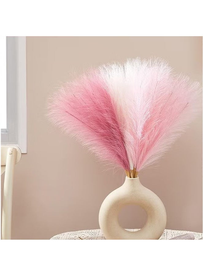 OMEVE 6Pcs Pampas Grass Pink Decor,Faux Pampas Grass Home Decor,Artificial Pampas Grass Blush Fake Pampas,Short Vase Room Decoration  - Image 3