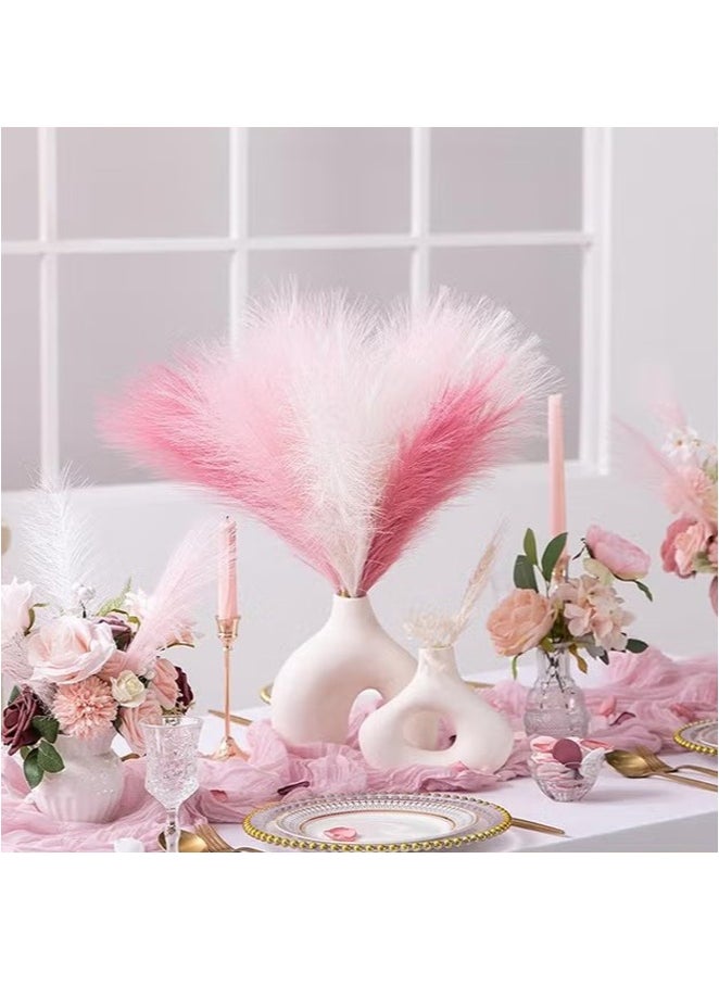 OMEVE 6Pcs Pampas Grass Pink Decor,Faux Pampas Grass Home Decor,Artificial Pampas Grass Blush Fake Pampas,Short Vase Room Decoration  - Image 2