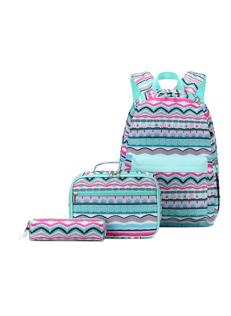 Taiahiro New three-piece set of schoolbags for primary and secondary school students with Marine element printed patterns and large-capacity campus backpacks  - Image 1
