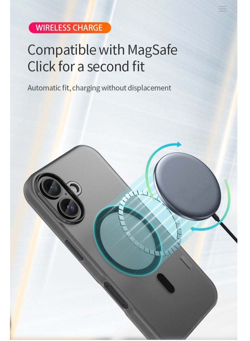 CoomBe iPhone 16 MagSafe Case Magnetic Back Cover,【Full Shockproof Protection】Translucent Matte Back, Slim Phone Cover with Strong Magnet for Apple 16 (2024)(Black) - Image 2