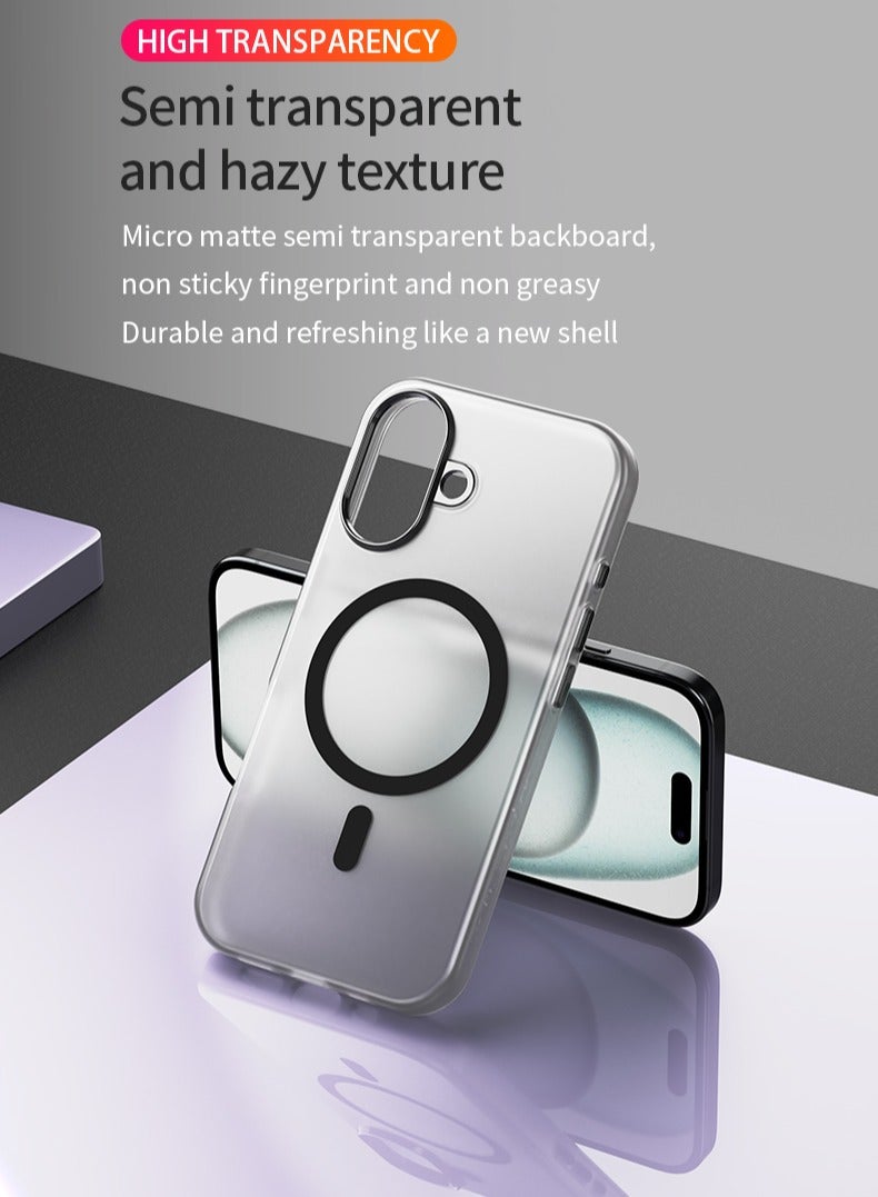 CoomBe iPhone 16 MagSafe Case Magnetic Back Cover,【Full Shockproof Protection】Translucent Matte Back, Slim Phone Cover with Strong Magnet for Apple 16 (2024)(Black) - Image 3