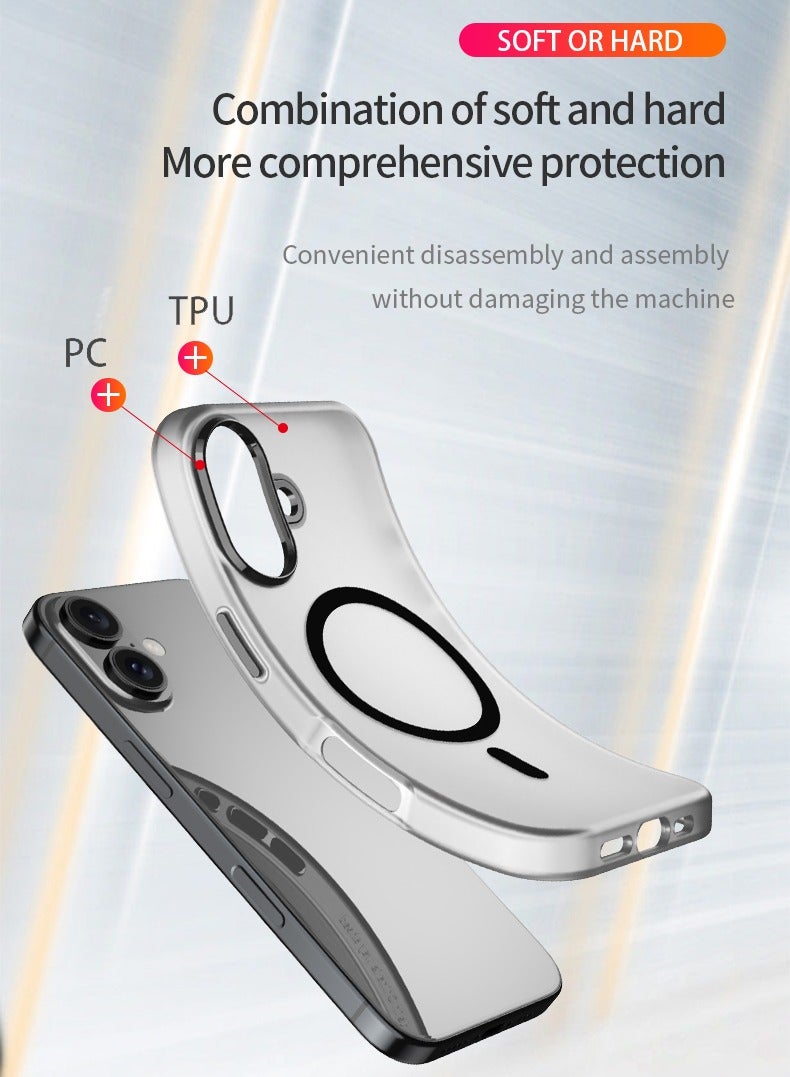 CoomBe iPhone 16 MagSafe Case Magnetic Back Cover,【Full Shockproof Protection】Translucent Matte Back, Slim Phone Cover with Strong Magnet for Apple 16 (2024)(Black) - Image 5