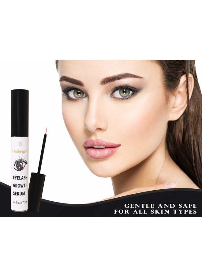 Ombrace - Eyelash Growth Serum - Eyebrow Growth Serum - Irritation Free Formula - Lash & Brow Boost Serum - Enhancer For Longer & Thicker Eyelashes & Eyebrows - [Bonus Size 7.5ml] By Ombrace Eyelash Serum - Image 1