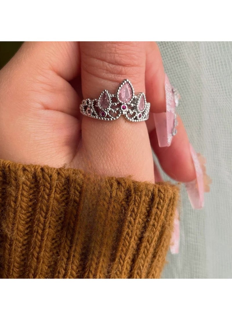 Rwnq "Princess Rapunzel's Crown Ring" From Rwnq (Gold Plated, Free Size) - Royal Elegance and Enchanting Sparkle for Every Girl- women's accessory - free size - stainless steel accessories - women's accessories - ring - accessory  - Image 4