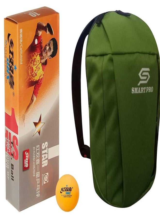 DHS TT Ball 40MM 1 Star Orange (10 Pcs Box) 100 PCS with Smart PRO TT Special Cover Speed Green - Image 2