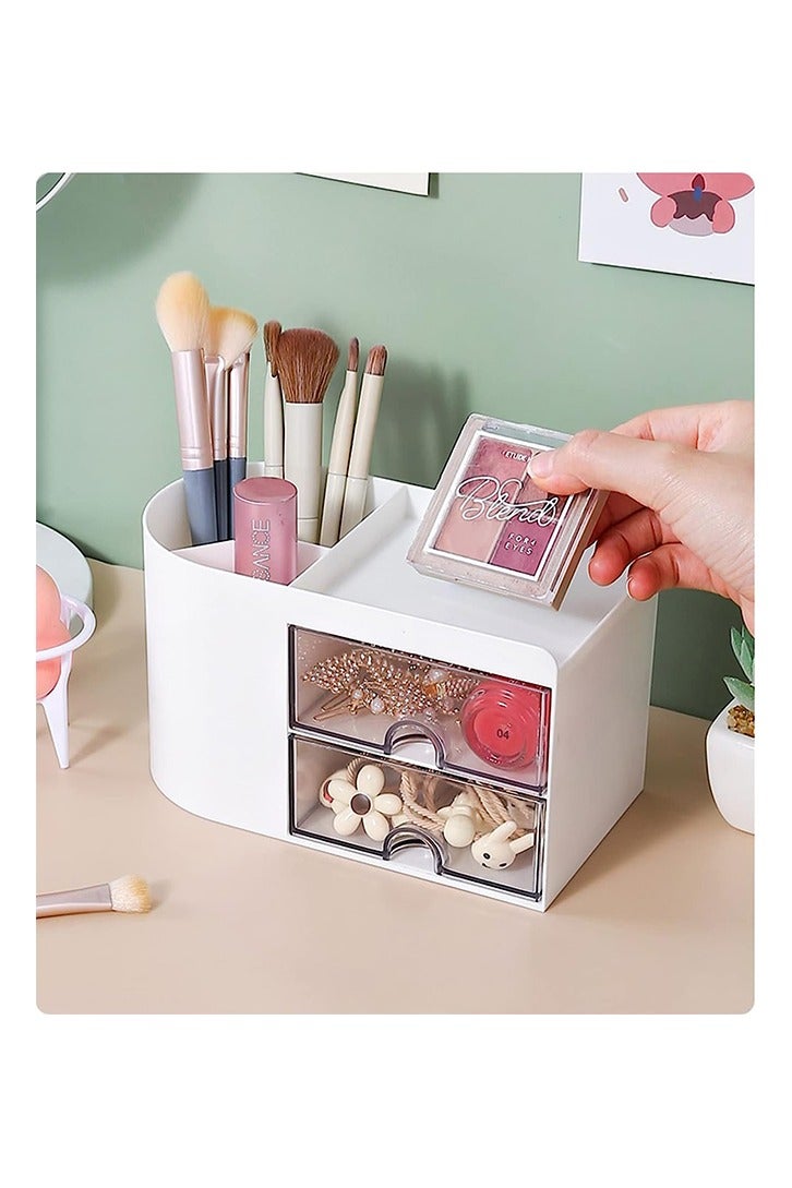 Pencil Pen Holder for Desk, Office Desk Organizer with drawer, Cute Desktop Stationery Organizer, Business Card/Pen/Pencil/Stationery Holder Storage Box - Image 5