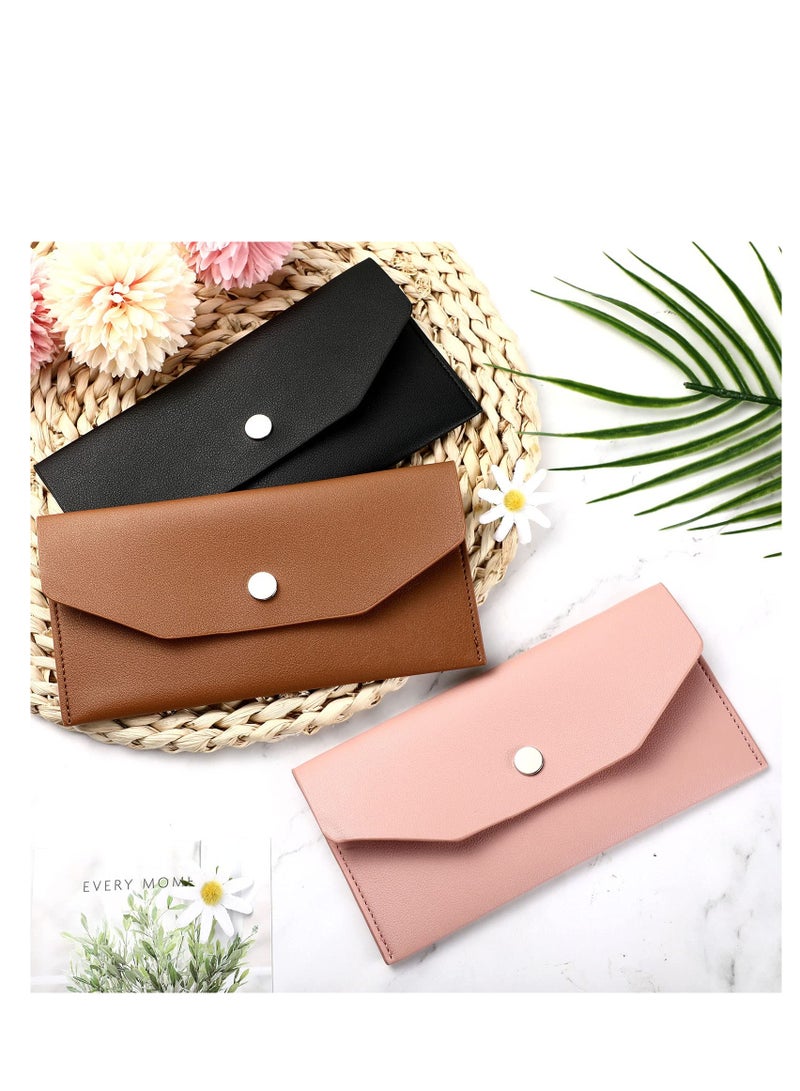 3-Piece PU Leather Cash Envelope Set - Reusable Money Pouches for Spring Festival, Weddings, Birthdays, Graduations, and Holidays (Available in Black and Camel Pink)  - Image 2