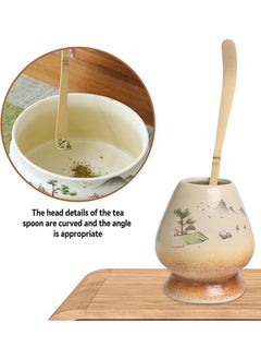 Generic 4-Piece Japanese Matcha Set, Ceramic Matcha Bowl+Whisk Holder+Bamboo Whisk+Spoon- 4pc Bamboo Matcha Tools for Matcha Traditional Tea Set  - Image 5